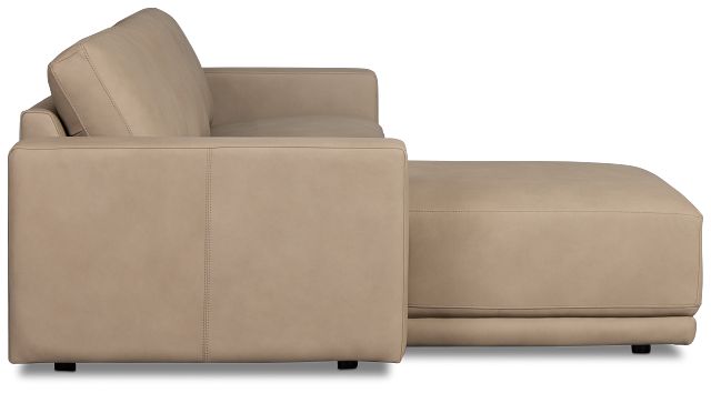 Kellan Taupe Leather Left Chaise Sectional