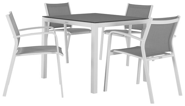 Lisbon Gray 36" Square Table & 4 Chairs