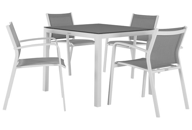 Lisbon Gray 36" Square Table & 4 Chairs