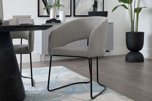 Merrick Gray Round Upholstered Side Chair