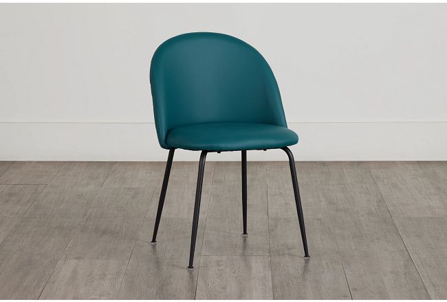 Capri Teal Micro Upholstered Side Chair W/ Black Legs