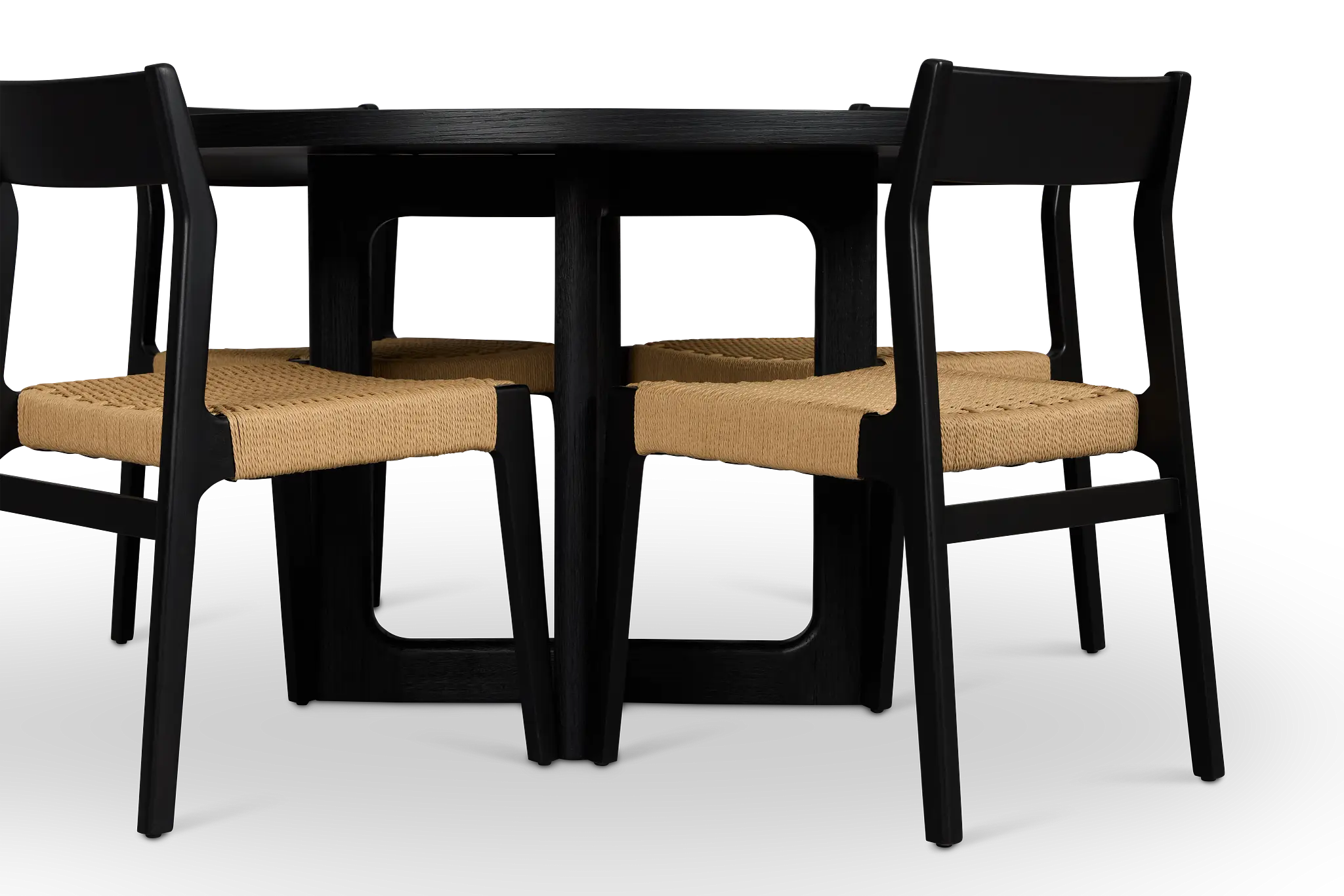 Santorini Black Round Table & 4 Woven Chairs Santorini Black Round Table & 4 Woven Chairs