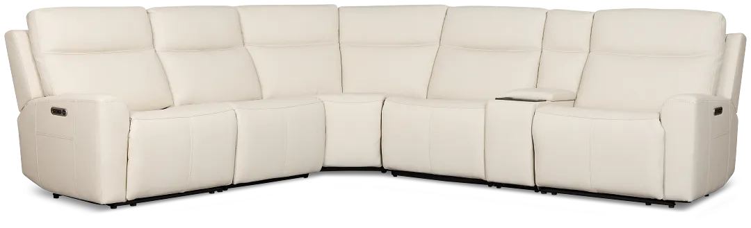 Flexsteel Sterling Ivory Lthr/vinyl Medium Dual Power 2-arm Reclining Sectional