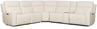 Flexsteel Sterling Ivory Lthr/vinyl Medium Dual Power 2-arm Reclining Sectional