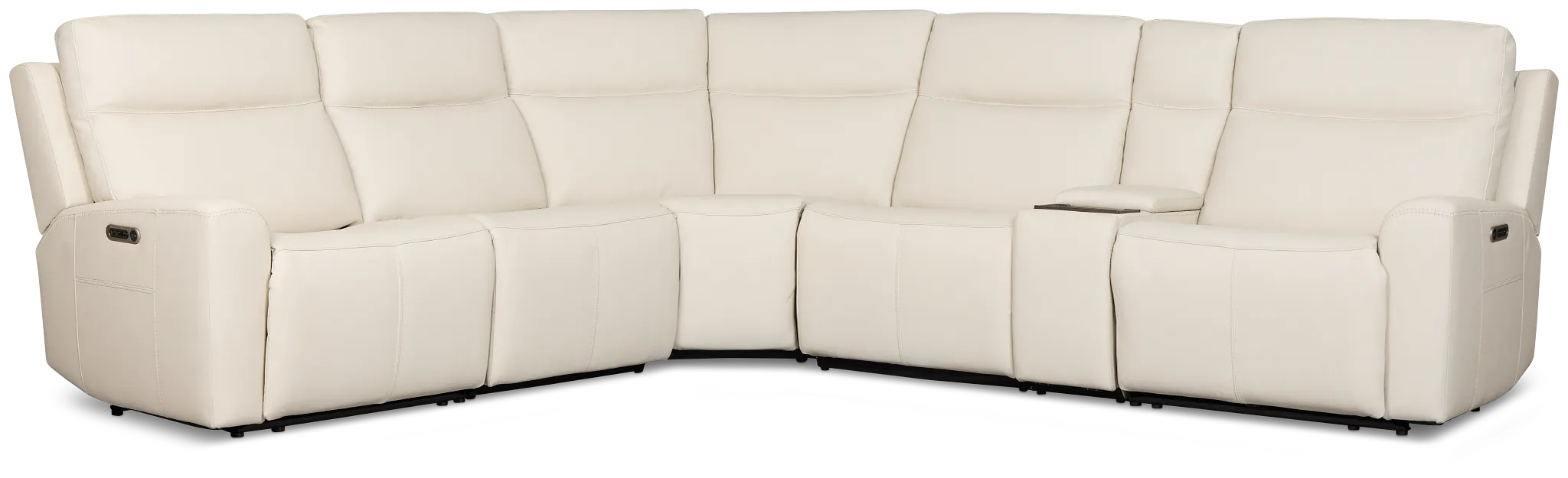 Flexsteel Sterling Ivory Lthr/vinyl Medium Dual Power 2-arm Reclining Sectional