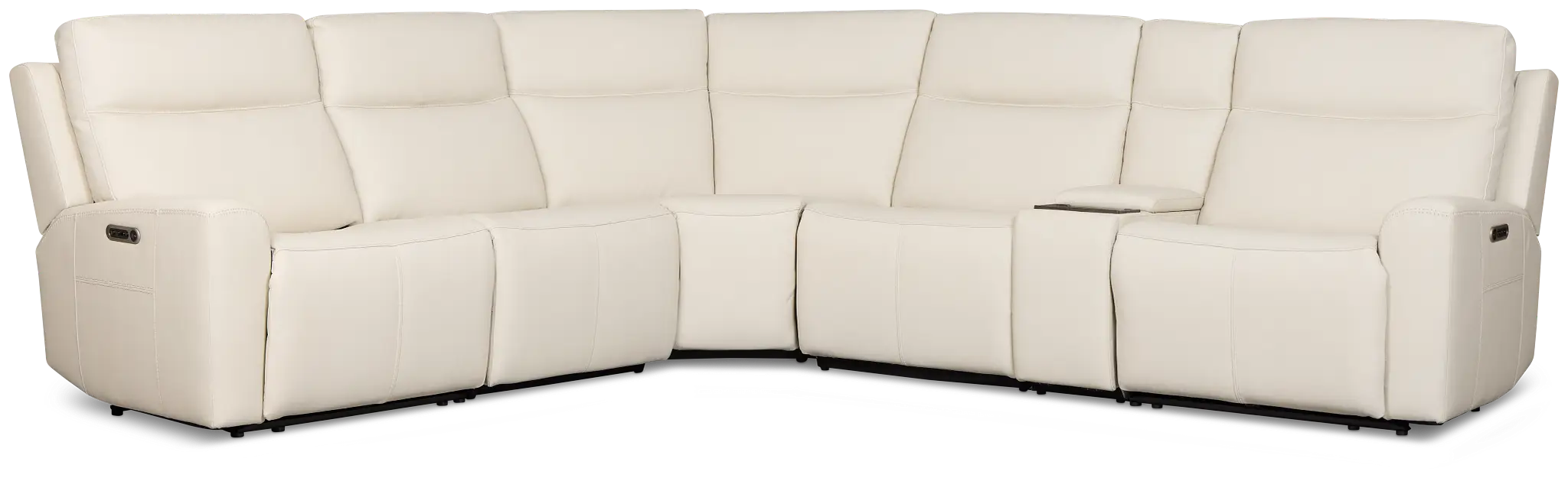 Flexsteel Sterling Ivory Lthr/vinyl Medium Dual Power 2-arm Reclining Sectional Flexsteel Sterling Ivory Lthr/vinyl Medium Dual Power 2-arm Reclining Sectional