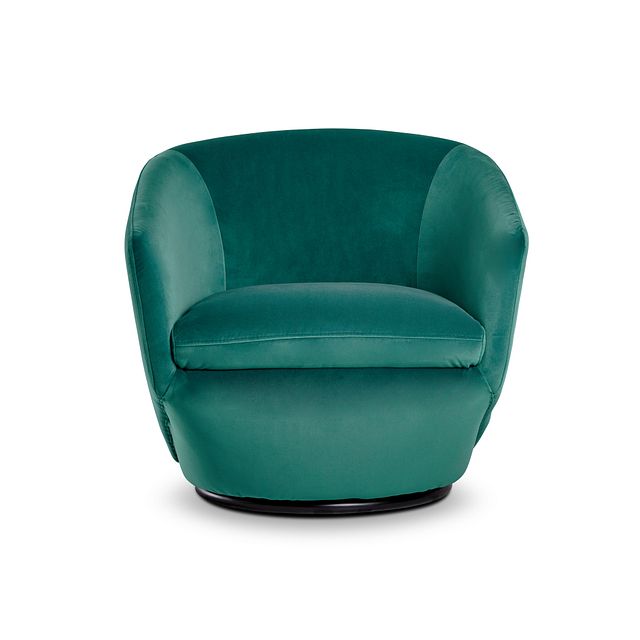 Darian Teal Velvet Swivel Accent Chair (3)