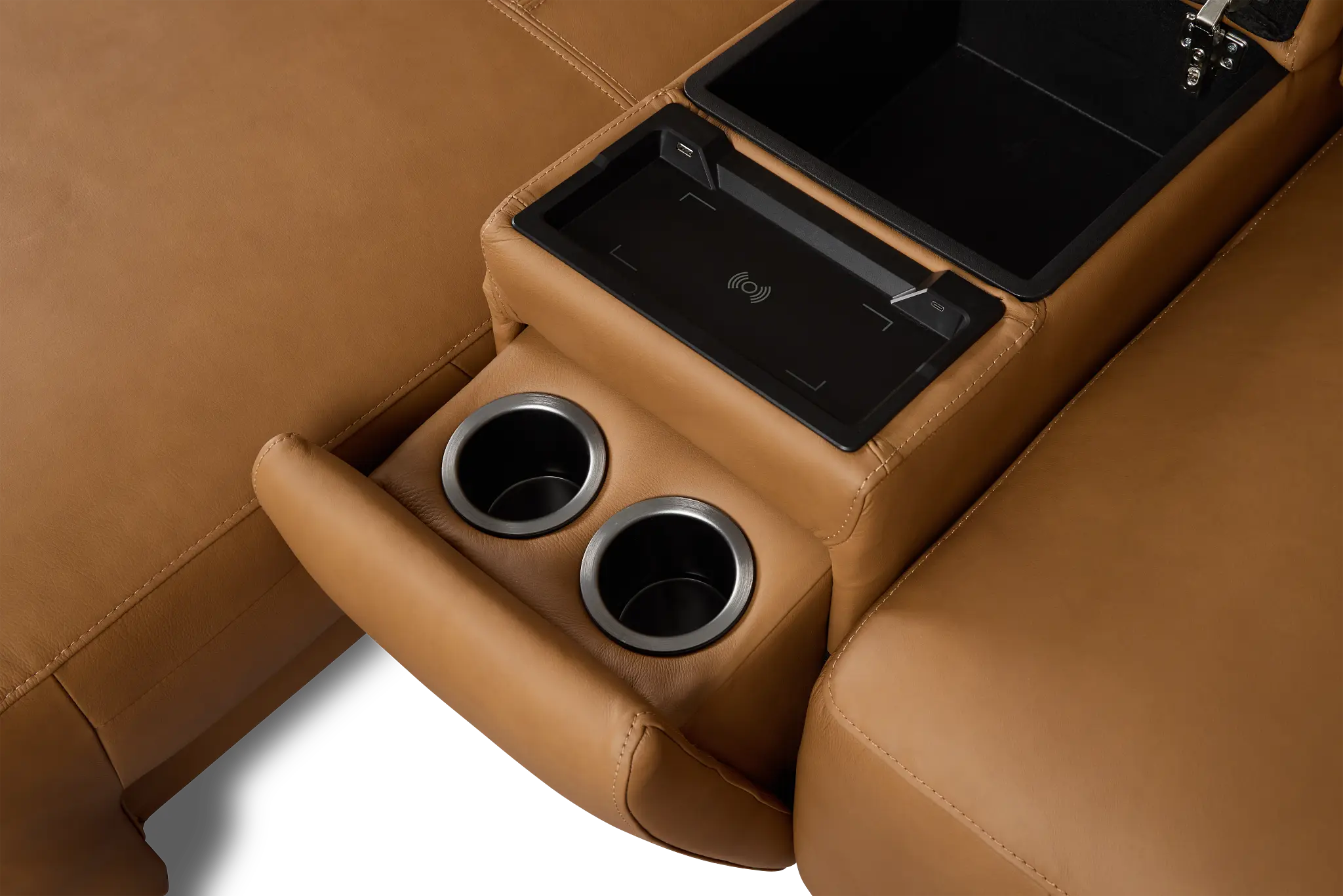 Rudy Brown Lthr/vinyl Large Dual Power 2 Arm Extension Chaise Sectional Rudy Brown Lthr/vinyl Large Dual Power 2 Arm Extension Chaise Sectional