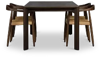 Santorini Dark Tone Rect Table & 4 Curved Chairs