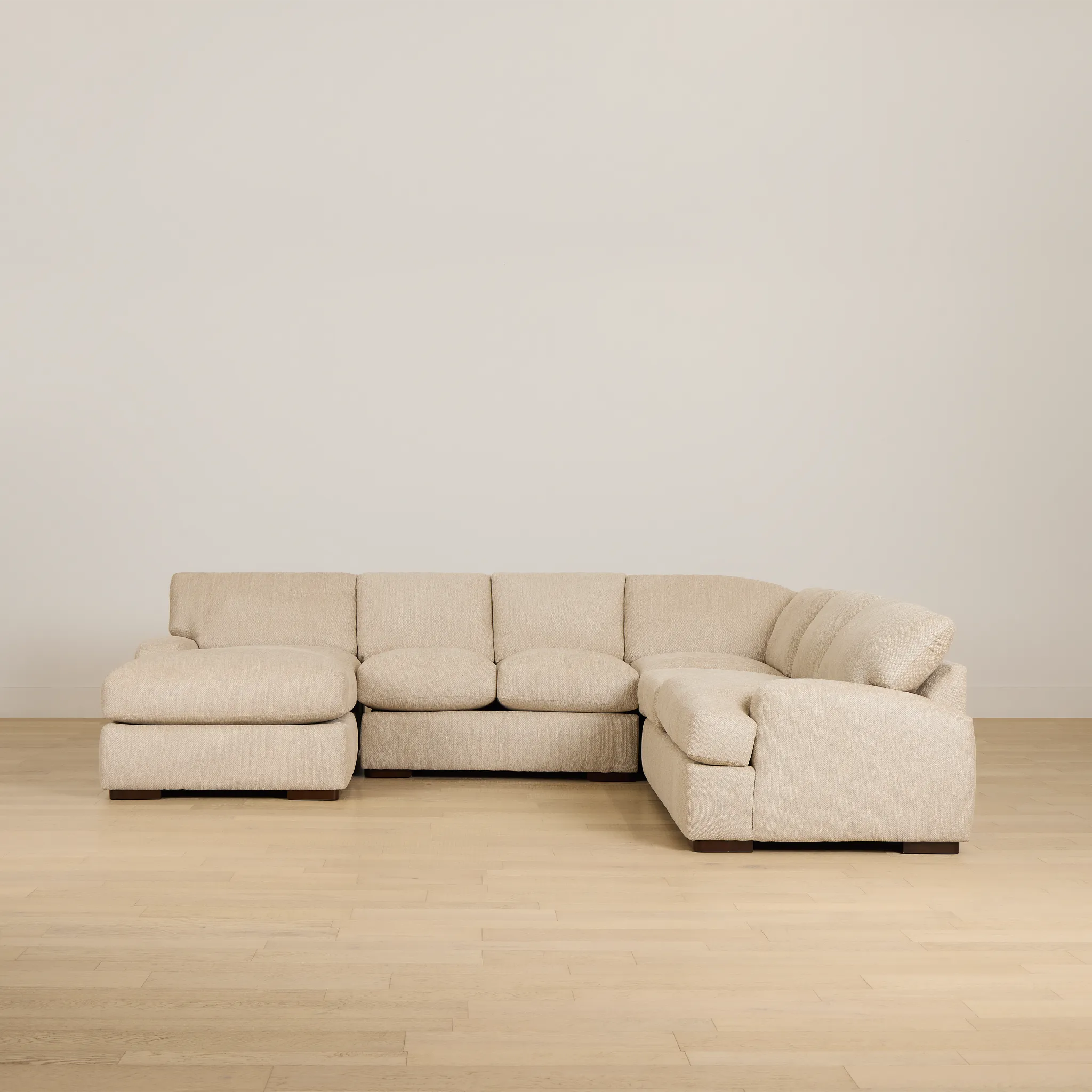 Alpha Beige Fabric Medium Left Chaise Sectional