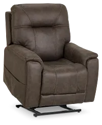 Akron Dark Brown Micro Power Lift Recliner With Power Lumbar