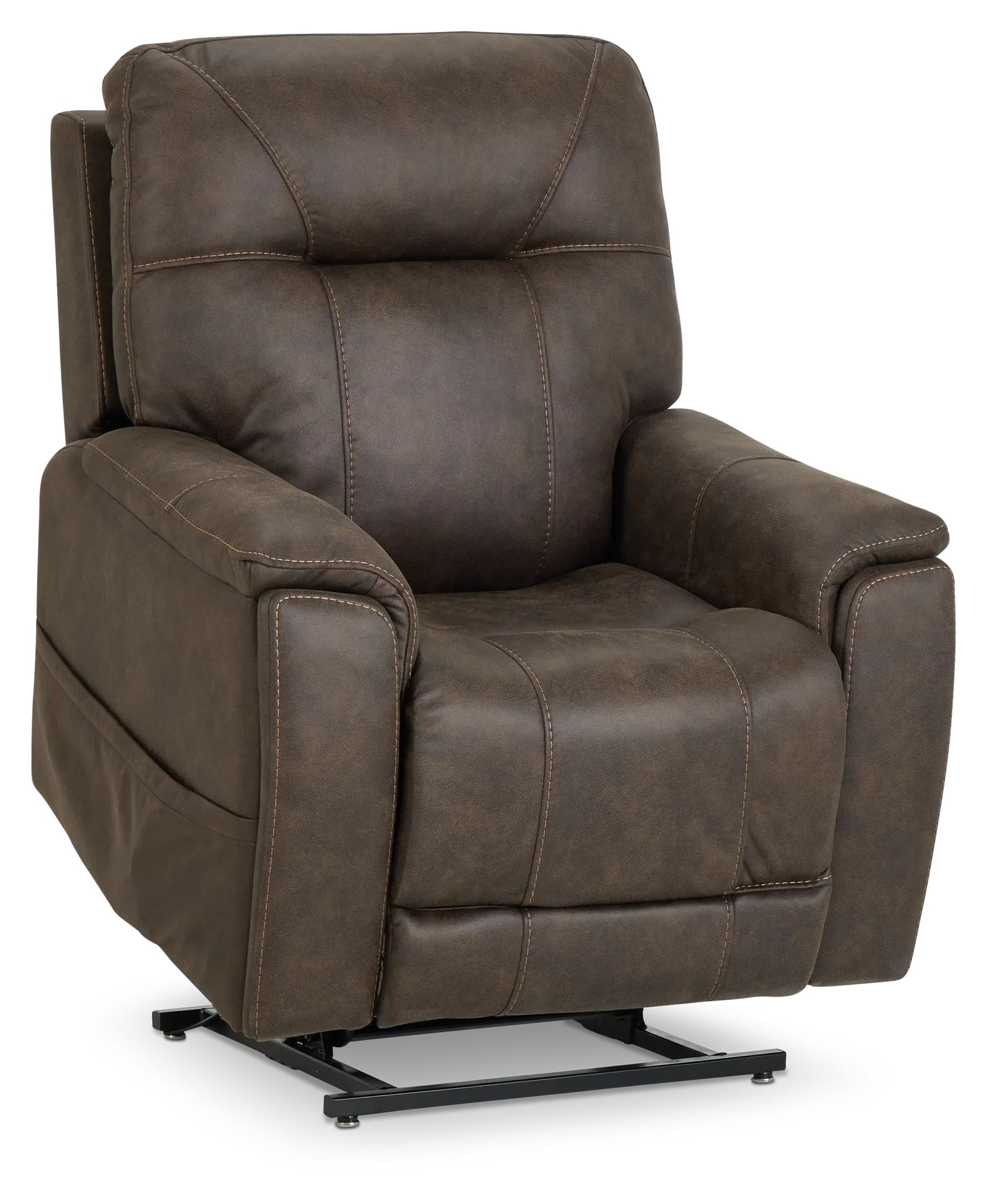 Akron Dark Brown Micro Power Lift Recliner With Power Lumbar