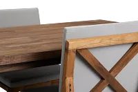 Linear Dark Gray 102" Teak Table & 4 Teak Cushioned Side Chairs