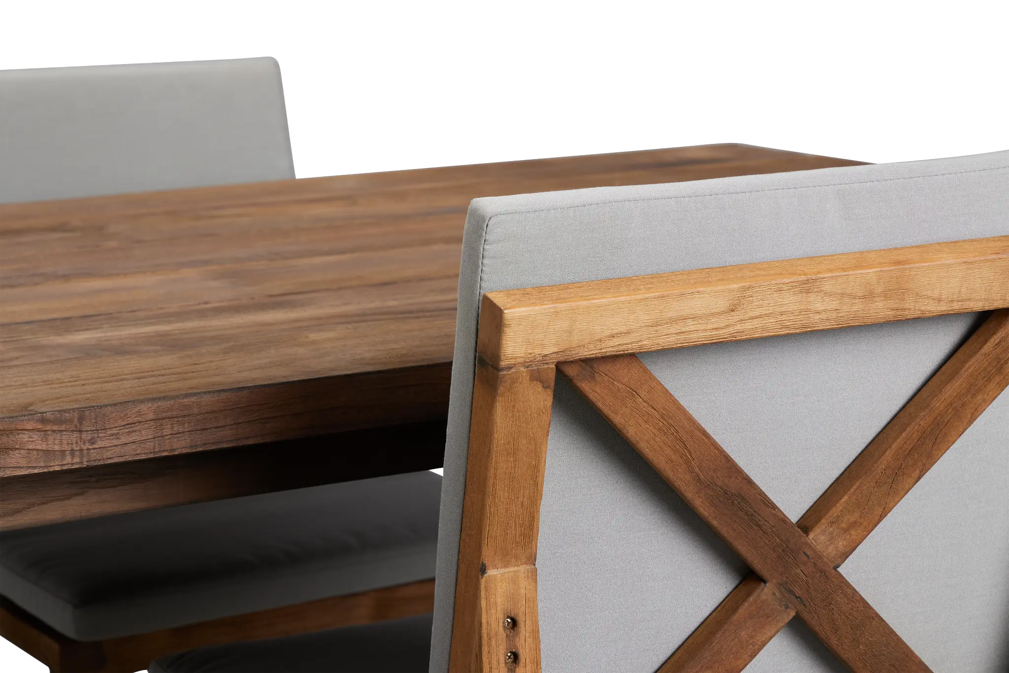 Linear Dark Gray 102" Teak Table & 4 Teak Cushioned Side Chairs Linear Dark Gray 102" Teak Table & 4 Teak Cushioned Side Chairs