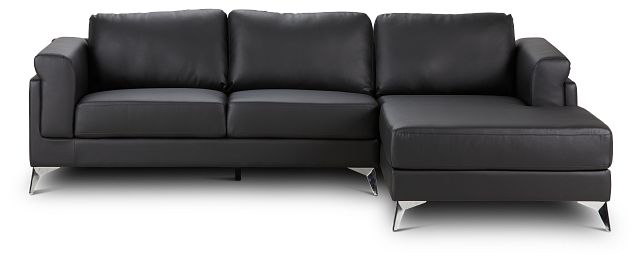 Gianna Black Micro Right Chaise Sectional