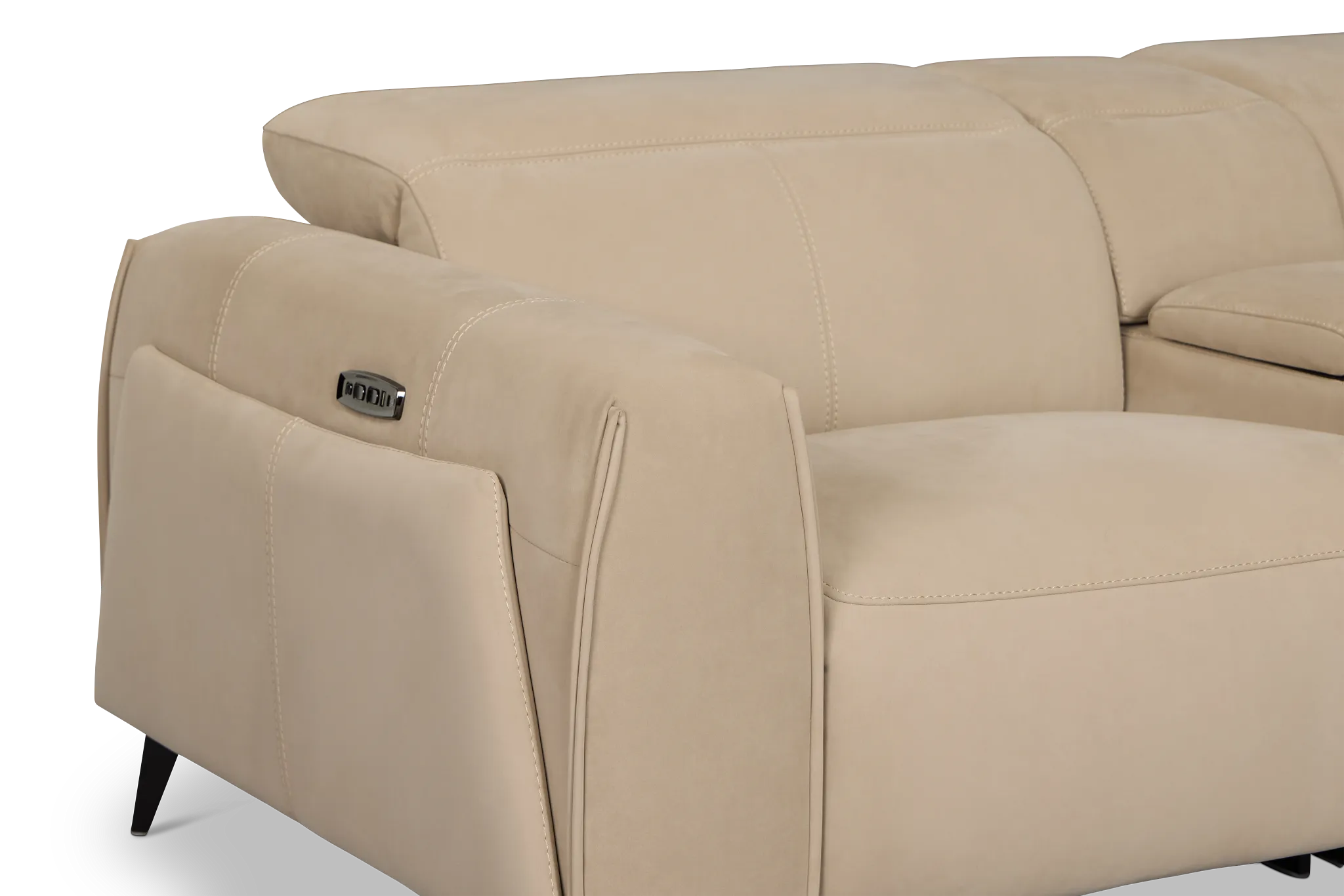 Reyna Beige Micro Large Triple Power Reclining Two-arm Sectional