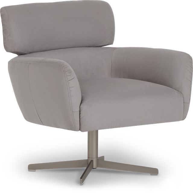 Wynn Light Gray Micro Swivel Accent Chair (1)