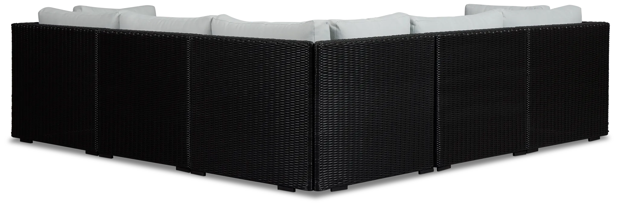 Montecito Black 6-piece Modular Sectional With Light Blue Cushions