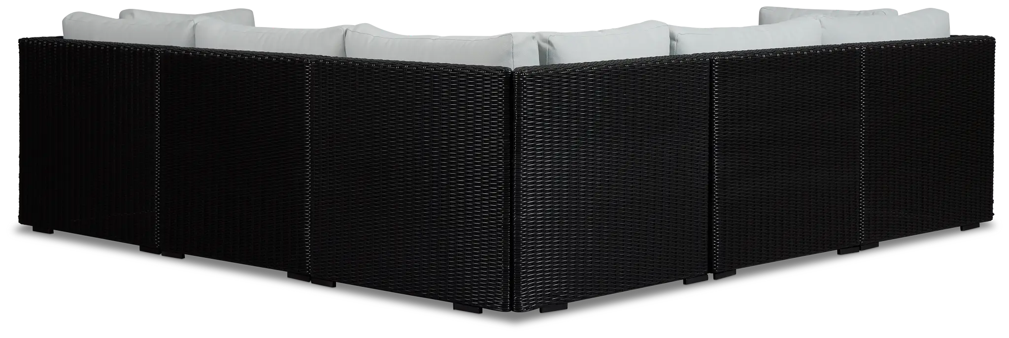 Montecito Black 6-piece Modular Sectional With Light Blue Cushions Montecito Black 6-piece Modular Sectional With Light Blue Cushions