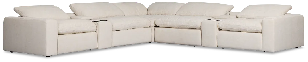 Drift Light Beige Fabric Large Triple Power Reclining Two-arm Sectional
