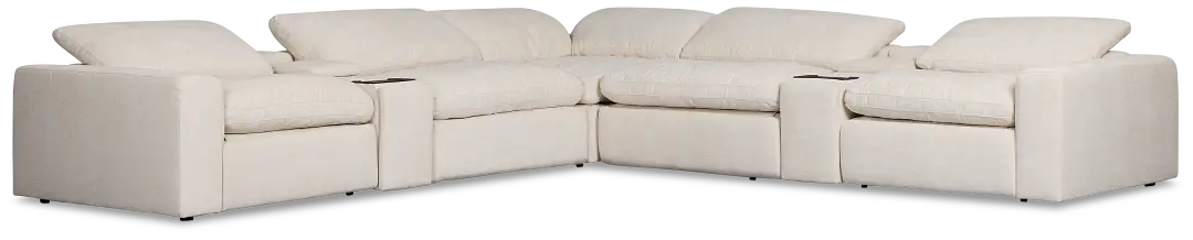 Drift Light Beige Fabric Large Triple Power Reclining Two-arm Sectional Drift Light Beige Fabric Large Triple Power Reclining Two-arm Sectional