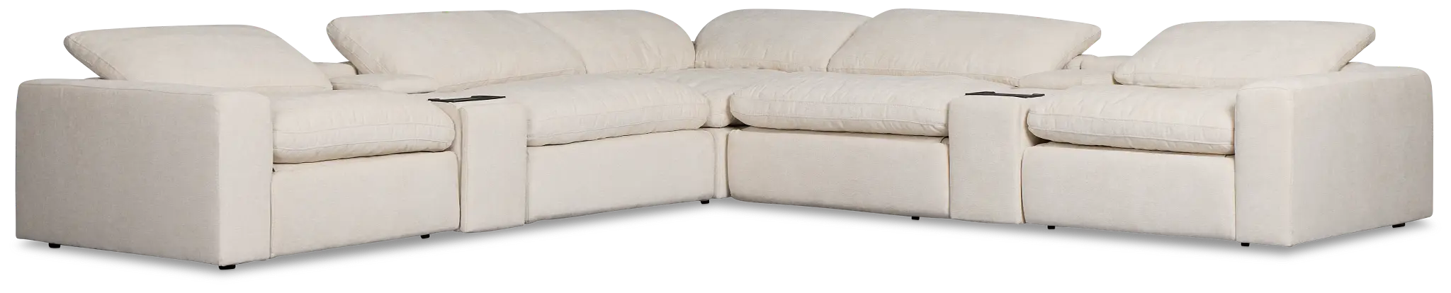 Drift Light Beige Fabric Large Triple Power Reclining Two-arm Sectional Drift Light Beige Fabric Large Triple Power Reclining Two-arm Sectional