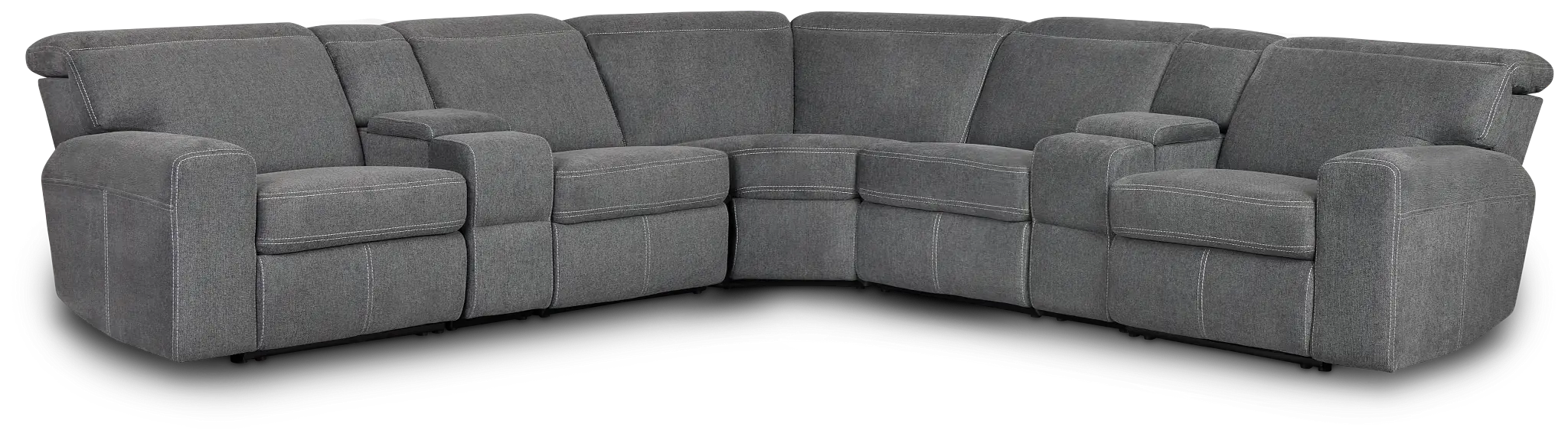 Callum Dark Gray Fabric Large Triple Power Reclining Two-arm Sectional Callum Dark Gray Fabric Large Triple Power Reclining Two-arm Sectional