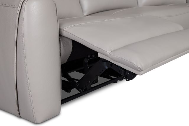 Walker Light Gray Lthr/vinyl Medium Triple Power 2-arm Sectional