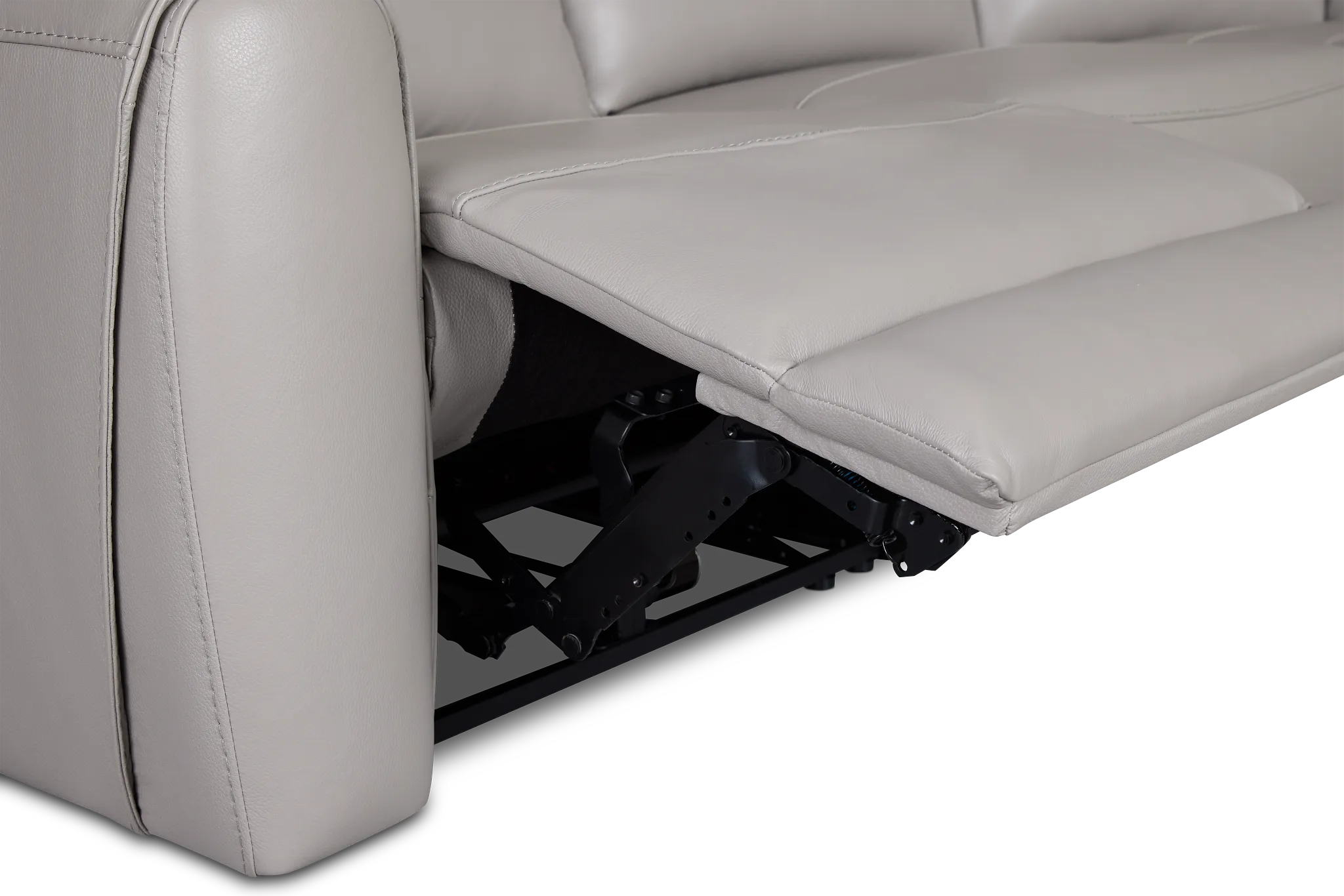 Walker Light Gray Lthr/vinyl Medium Triple Power 2-arm Sectional