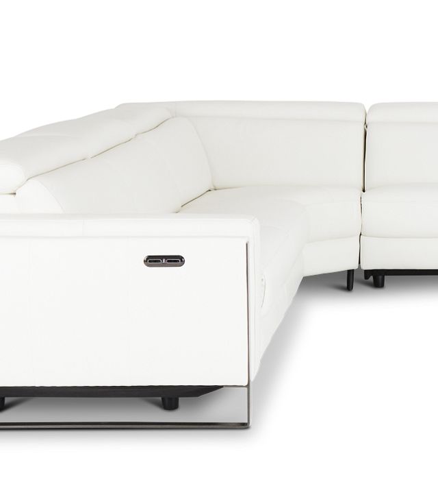 Atlas White Lthr/vinyl Medium Dual Power Right Chaise Sectional