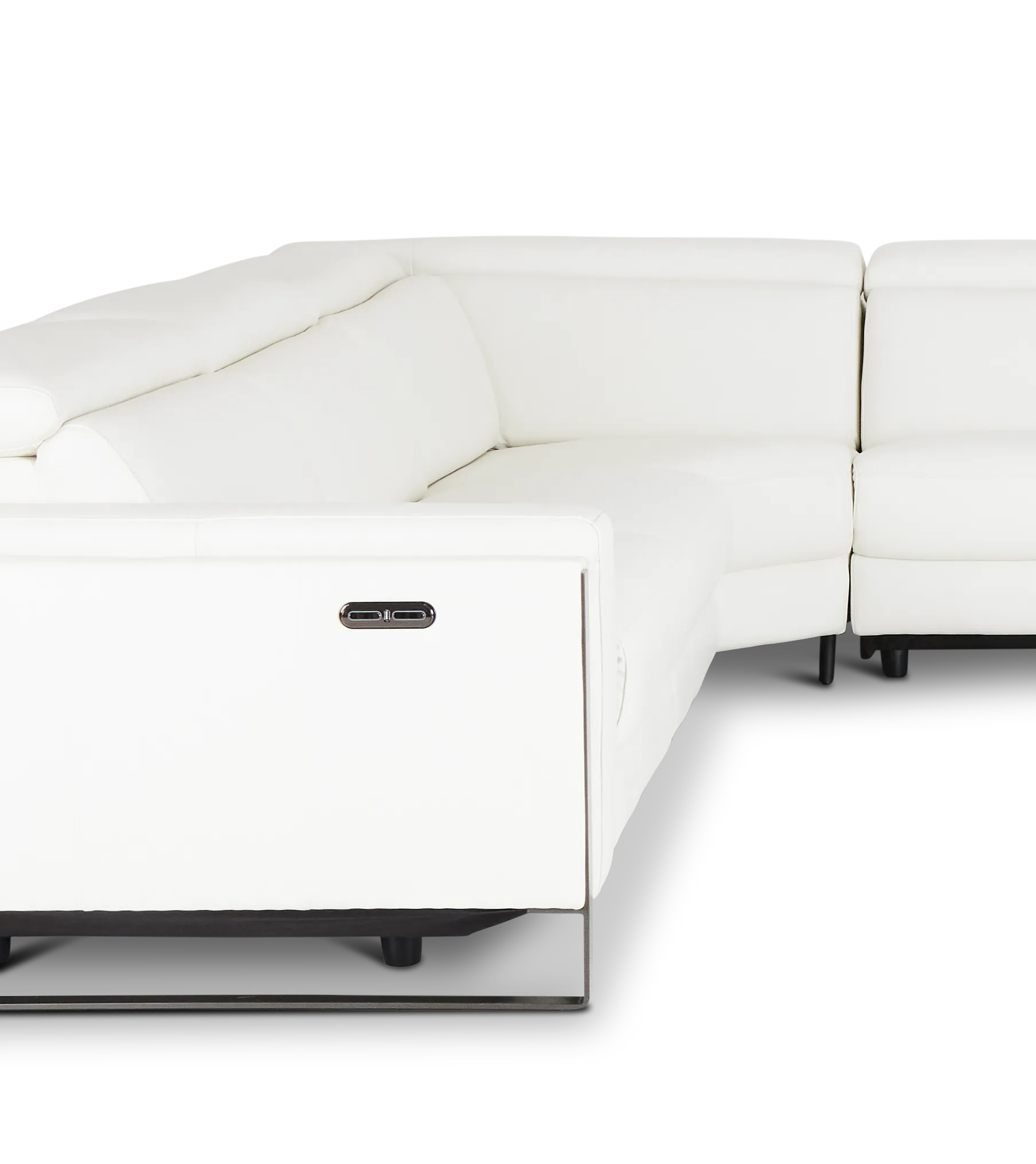 Atlas White Lthr/vinyl Medium Dual Power Right Chaise Sectional