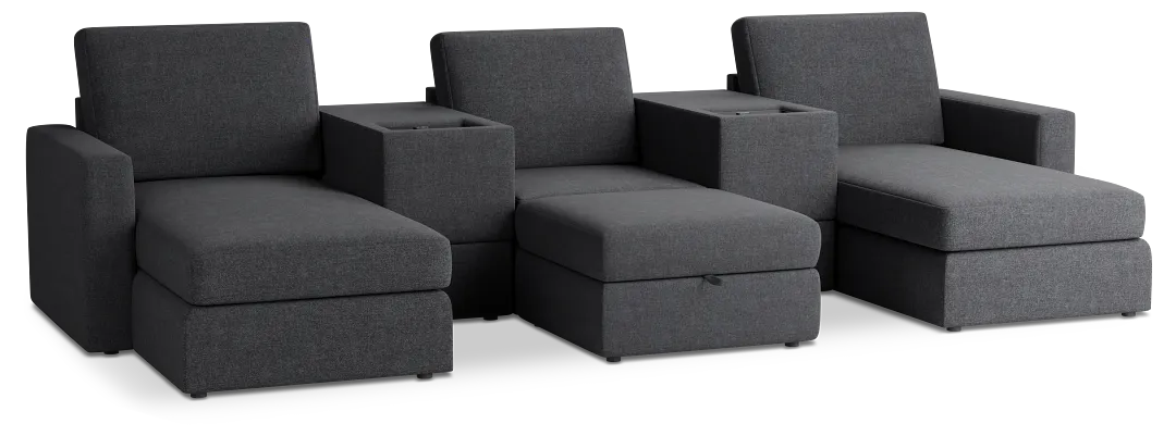 Citymod Dark Gray Fabric 6-piece Home Theater With Storage Consoles