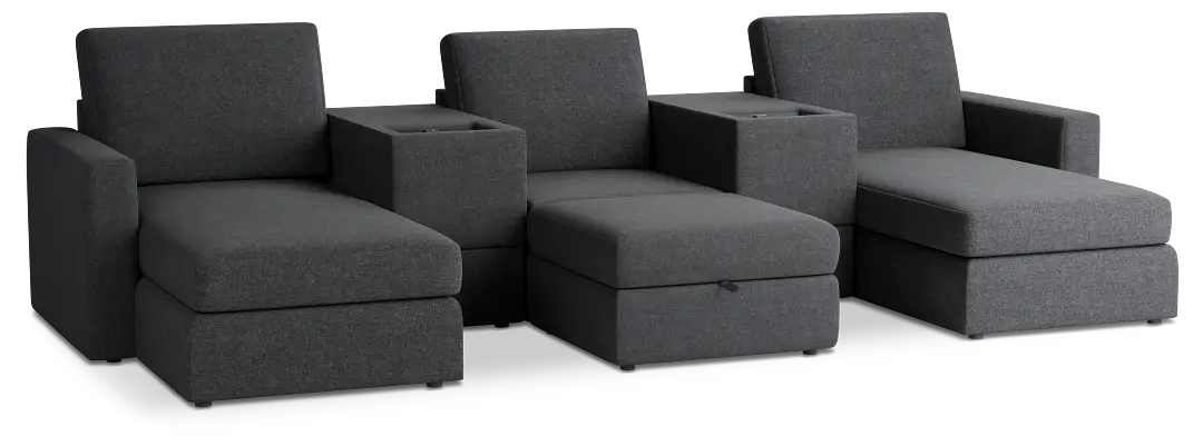 Citymod Dark Gray Fabric 6-piece Home Theater With Storage Consoles Citymod Dark Gray Fabric 6-piece Home Theater With Storage Consoles