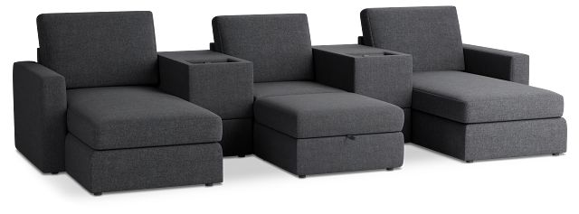 Citymod Dark Gray Fabric 6-piece Home Theater With Storage Consoles