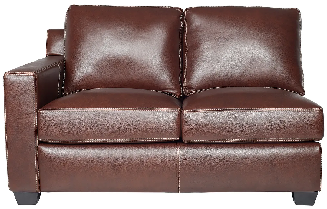 Carson Medium Brown Leather Left Loveseat