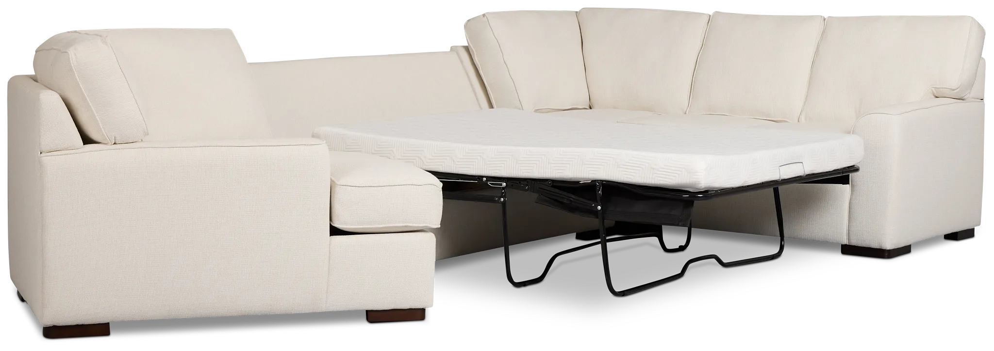 Sinclair Light Beige Fabric Left Cuddler Cooling Memory Foam Sectional