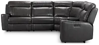 Benji Dark Gray Lthr/vinyl Medium Dual Power 2-arm Reclining Sectional