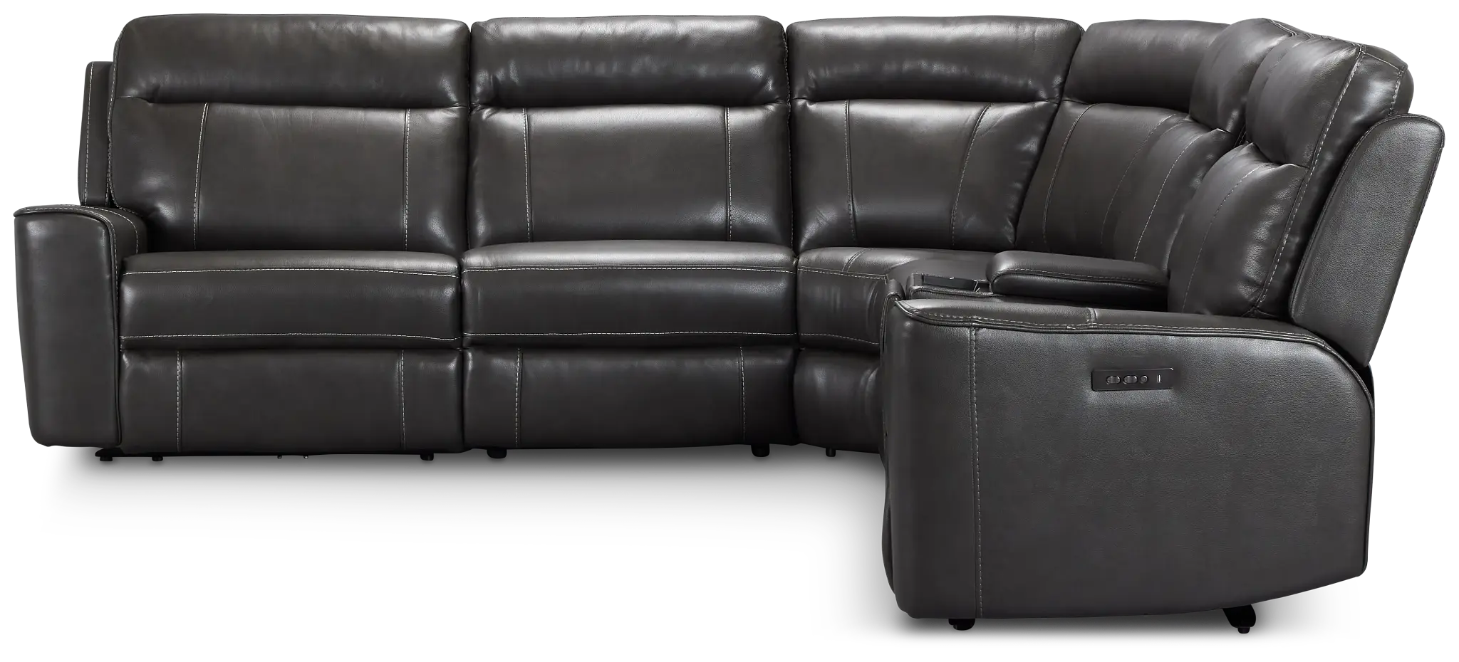 Benji Dark Gray Lthr/vinyl Medium Dual Power 2-arm Reclining Sectional Benji Dark Gray Lthr/vinyl Medium Dual Power 2-arm Reclining Sectional
