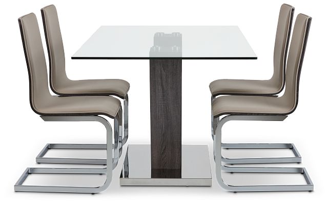 Kendall Dark Tone Rect Table & 4 Upholstered Chairs