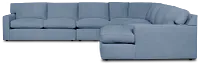 Hudson Blue Fabric Large Right Chaise Wedge Sectional