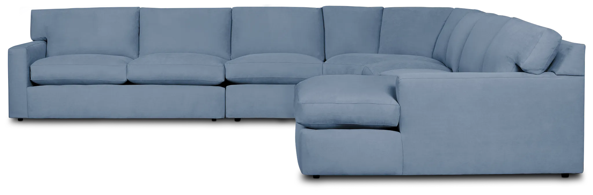 Hudson Blue Fabric Large Right Chaise Wedge Sectional