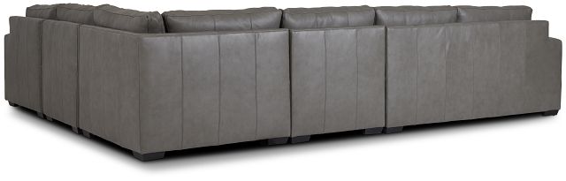 Dawkins Gray Leather Large Right Chaise Sectional