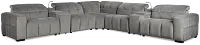 Gemma Light Gray Velvet Large Triple Power Reclining Two-arm Sectional