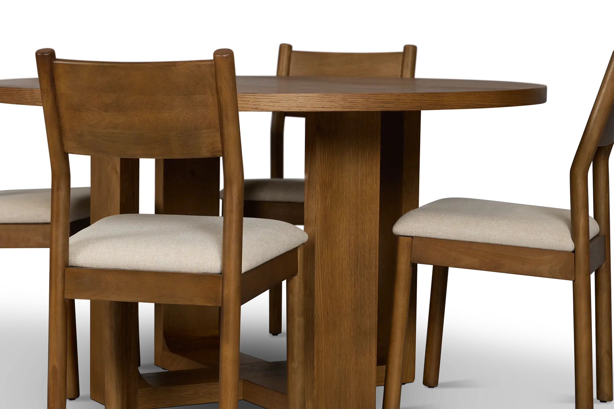 Rochester Mid Tone Round Table & 4 Upholstered Chairs Rochester Mid Tone Round Table & 4 Upholstered Chairs