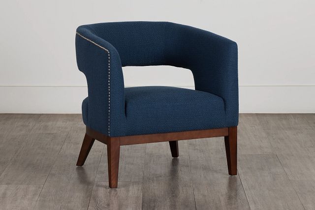 Jaxon Dark Blue Fabric Accent Chair