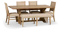 Joplin Light Tone Extension Rectangular Table With 4 Side Chairs & Bench