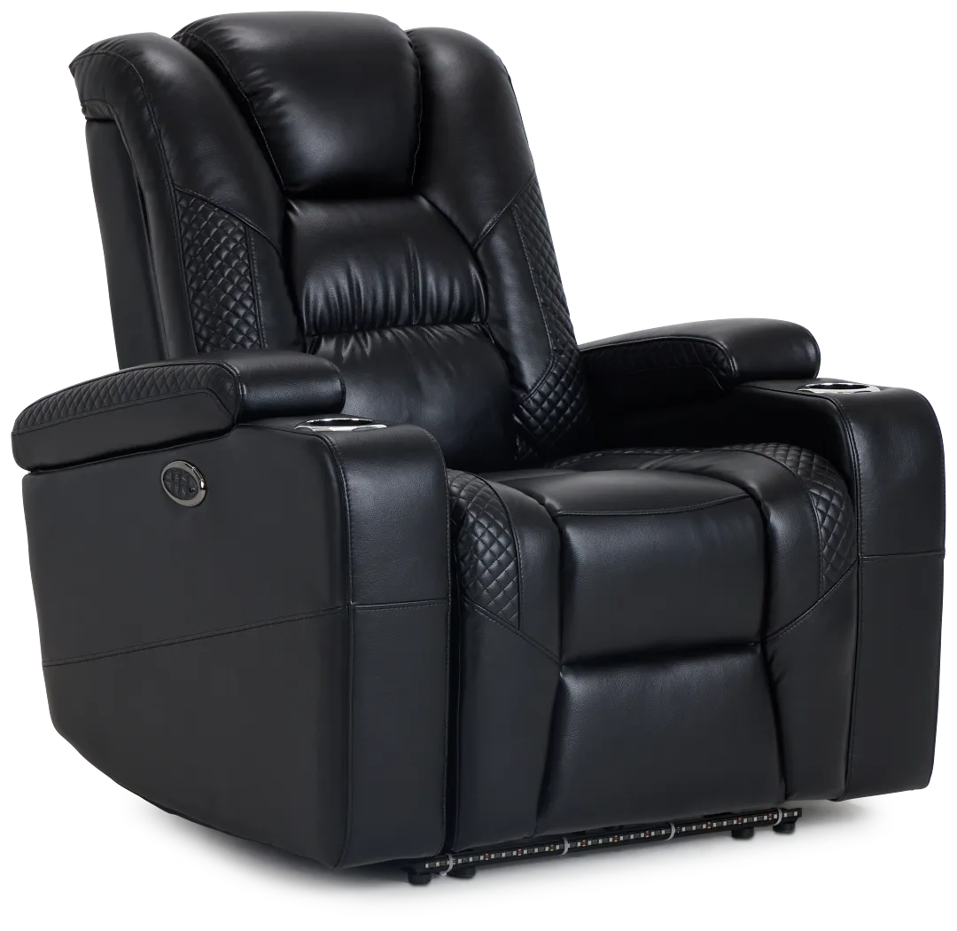 Troy Black Micro Power Recliner With Power Lumbar