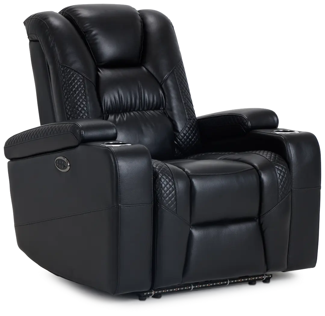 Troy Black Micro Power Recliner With Power Lumbar Troy Black Micro Power Recliner With Power Lumbar