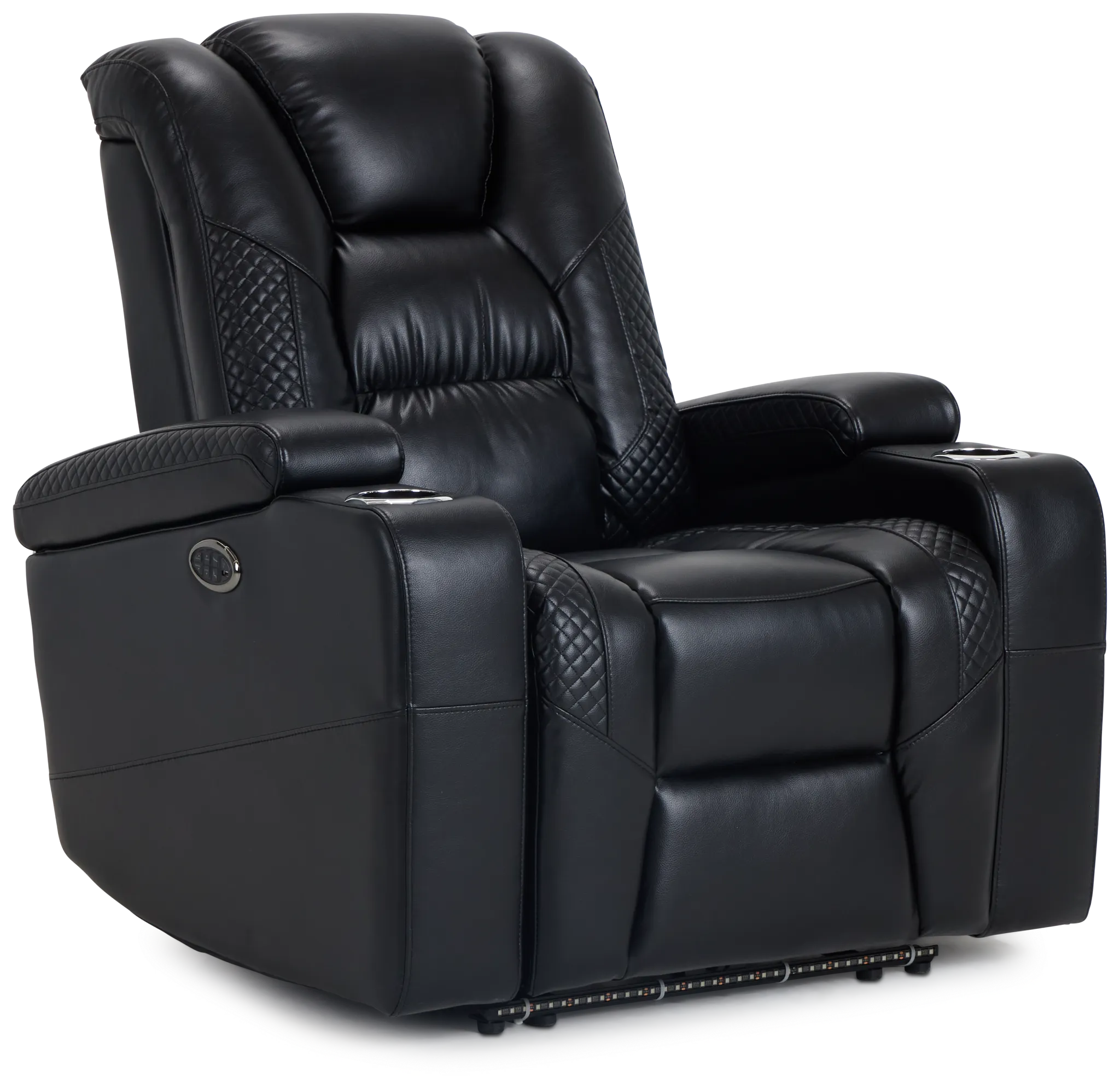 Troy Black Micro Power Recliner With Power Lumbar