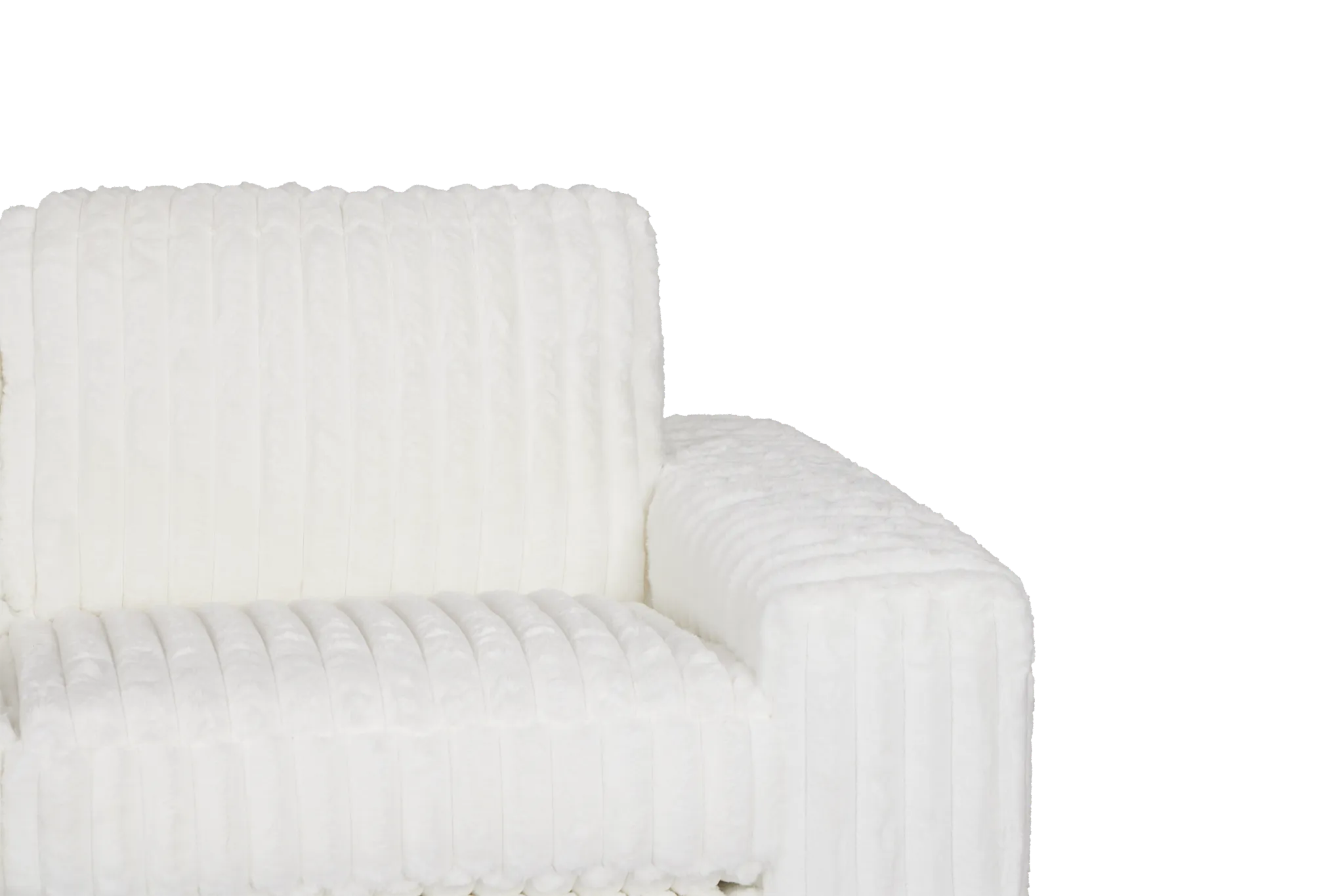 Teddy White Fabric Small Left Chaise Sectional